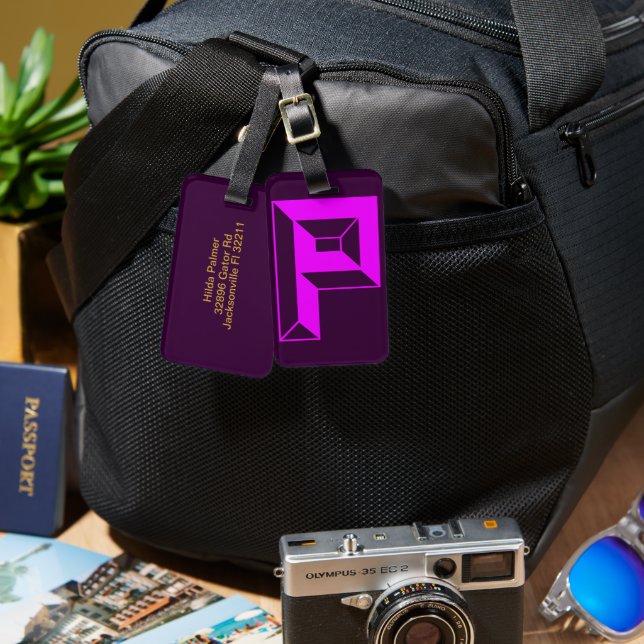 Modern Monogram Initial Letter P Luggage Tag (Front & Back)
