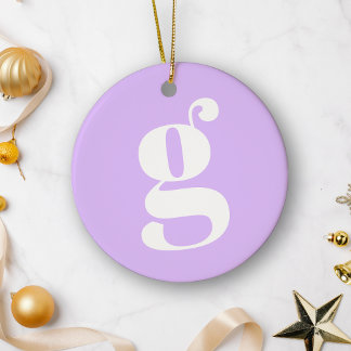 Modern Monogram Initial Letter Pastel Lavender Ceramic Tree Decoration