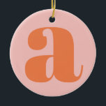 Modern Monogram Initial Letter Pastel Pink Orange Ceramic Tree Decoration<br><div class="desc">Cute modern monogram with the first letter of your choosing,  in pastel pink and orange.</div>
