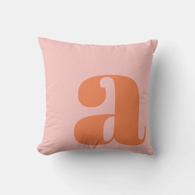 Modern Monogram Initial Letter Pastel Pink Orange Cushion (Front)