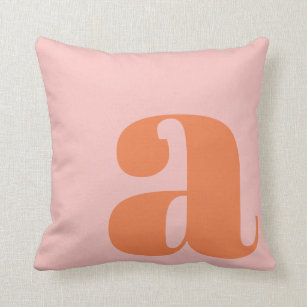 Modern Monogram Initial Letter Pastel Pink Orange Cushion