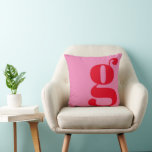 Modern Monogram Initial Letter Pink and Red Cushion<br><div class="desc">Cute modern monogram with the first letter of your choosing,  in pink and red.</div>
