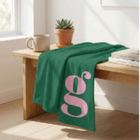 Modern Monogram Initial Letter Pink Green Preppy