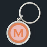 Modern Monogram Initial Letter Pink Orange Key Ring<br><div class="desc">Modern monogrammed keychain with monogram initial in classic block typography in pink and orange.</div>