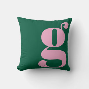 Modern Monogram Initial Letter Preppy Pink Green Cushion