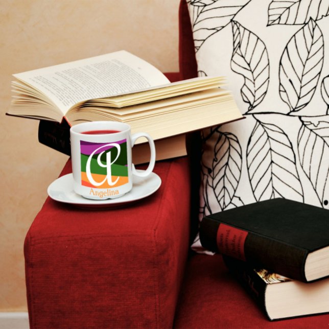 Modern Monogram Initial Letter purple Magic Mug (Creator Uploaded)