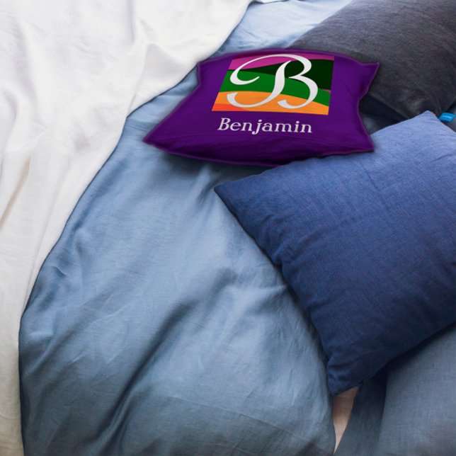 Modern Monogram Initial Letter purple Throw Pillow (Creator Uploaded)