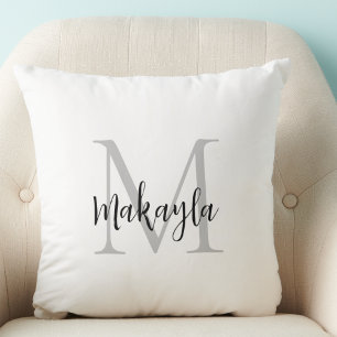 Modern Monogram Initial Letter Script Name  Throw Cushion