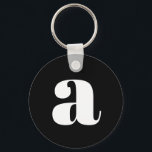 Modern Monogram Initial Letter Simple Black White Key Ring<br><div class="desc">Cute keychain with modern monogram in simple Black and White</div>