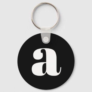 Modern Monogram Initial Letter Simple Black White Key Ring