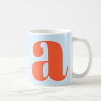 Modern Monogram Initial Letter Soft Blue Orange