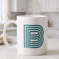 Modern Monogram Initial Letter Stylish Teal Green