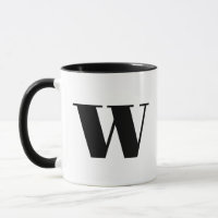 Modern Monogram Initial Letter w Black and White