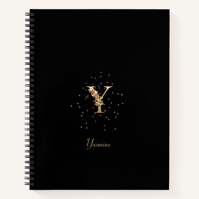Modern Monogram Initial Letter Y Floral Pattern Notebook (Front)