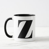 Modern Monogram Initial Letter Z Black and White