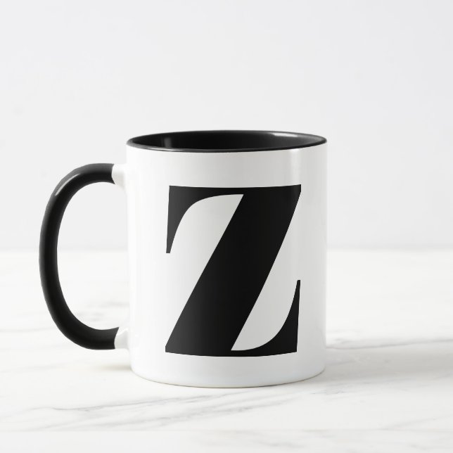 Modern Monogram Initial Letter Z Black and White Mug (Left)