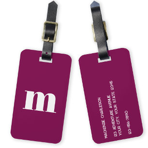 Modern Monogram Initial Luggage Tag