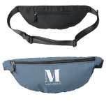 Modern Monogram Initial Name Dusty Blue Bum Bags<br><div class="desc">Modern typography minimalist monogram initial design which can be changed to personalise.</div>