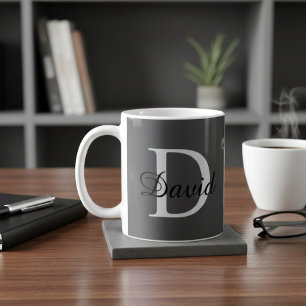 Modern Monogram Initial & Name Mug Elegant Scrip