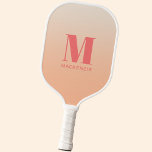 Modern Monogram Initial Name Peach Gradient Pickleball Paddle<br><div class="desc">Modern typography minimalist monogram initial name design which can be changed to personalise.  Peach gradient background.</div>