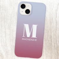Modern Monogram Initial Name Pink Blue Gradient
