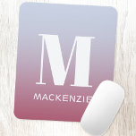 Modern Monogram Initial Name Pink Blue Gradient Mouse Pad<br><div class="desc">Modern typography minimalist monogram initial name design which can be changed to personalise.  White on a pink to blue gradient background.</div>