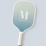 Modern Monogram Initial Name Teal Aqua Gradient Pickleball Paddle<br><div class="desc">Modern typography minimalist monogram initial name design which can be changed to personalise.  White on a teal to aqua blue ocean gradient background.</div>