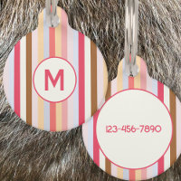 Modern Monogram Initial Pastel Candy Stripe
