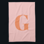 Modern Monogram Initial Pastel Pink and Orange  Tea Towel<br><div class="desc">Cute modern monogram with the letter of your choosing,  in pastel pink and orange.</div>