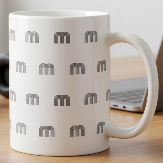 Modern Monogram Initial Pattern Minimal Black Coffee Mug (Creator Uploaded)
