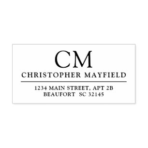 Modern Monogram Initial Return Address Rubber S Stamp