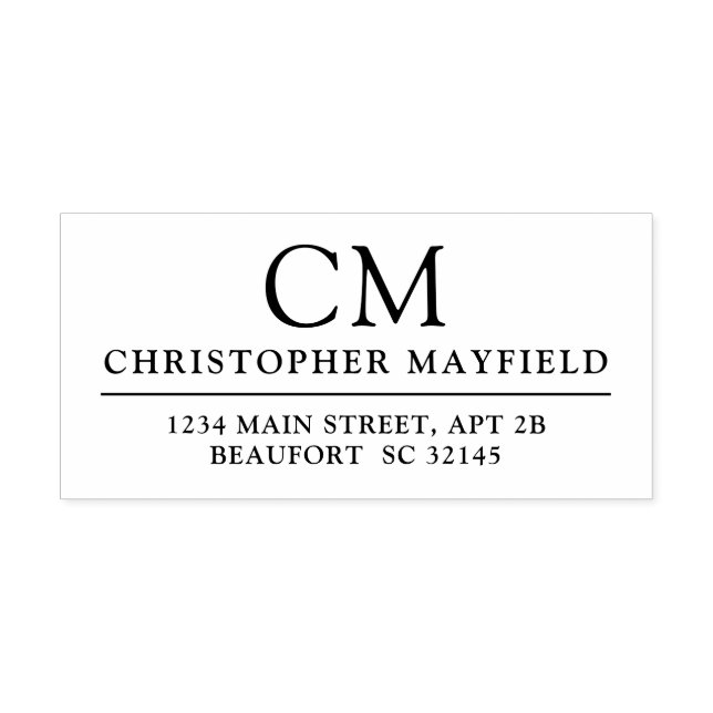 Modern Monogram Initial Return Address Rubber S Stamp (Imprint)