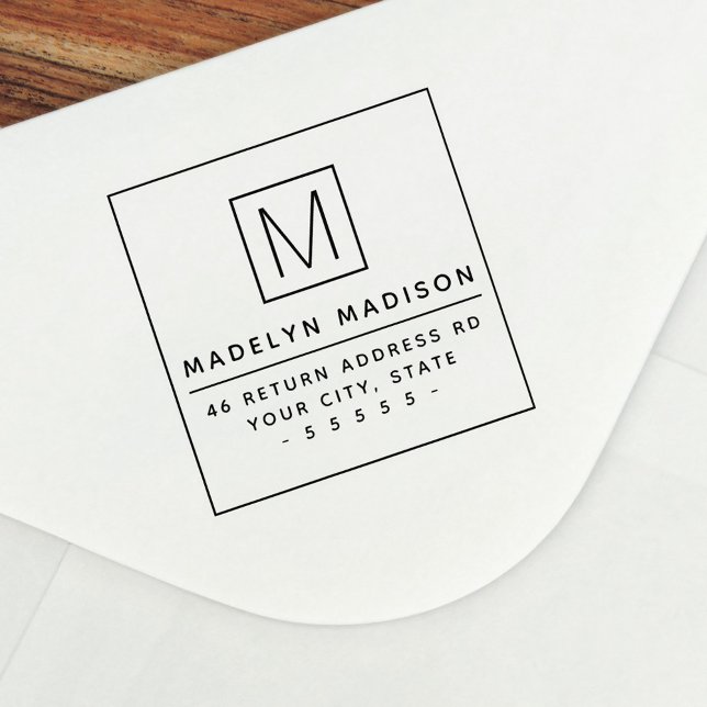 Modern monogram initial return address rubber stamp (Creator Uploaded)