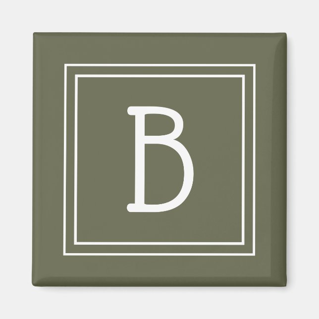 Modern Monogram Initial Template Rustic Green Magnet (Front)