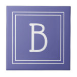 Modern Monogram Initial Very Peri Periwinkle Blue Tile<br><div class="desc">Modern & Stylish personalised monogram added to decorative chic simple updated design in trendy very peri periwinkle blue and white. Great gift idea! Easily customise with design tool to make it your own! Contact me at beachpausedesigns@gmail.com if you need help or have questions with this or any of our designs....</div>