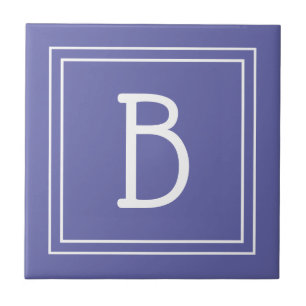 Modern Monogram Initial Very Peri Periwinkle Blue Tile