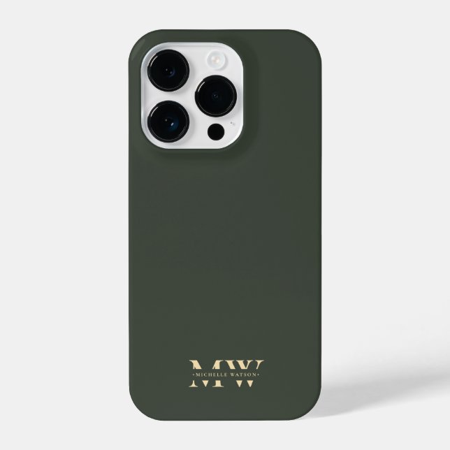 Modern Monogram Initials Birthday Green iPhone Case (Back)