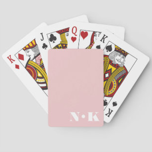 Modern Monogram Initials Blush Pink Custom Wedding Playing Cards