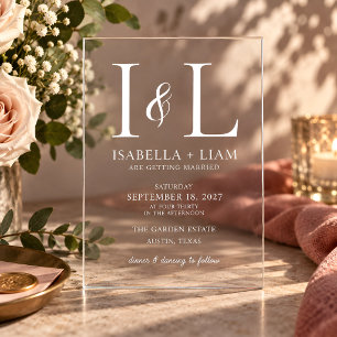 Modern Monogram Initials Clear Acrylic Wedding Inv Invitations