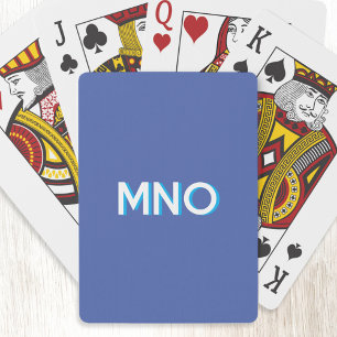 Modern Monogram Initials Drop Shadow Blue Playing Cards