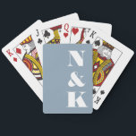 Modern Monogram Initials Dusty Blue Custom Wedding Playing Cards<br><div class="desc">Bold Minimalist Modern Monogram Wedding Playing Cards in Dusty Blue and White</div>