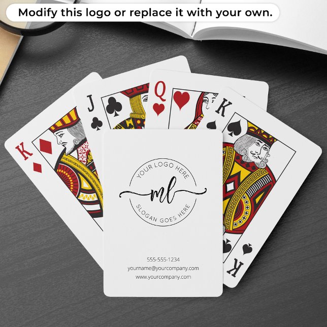 Modern Monogram Initials Logo White Playing Cards (Creator Uploaded)