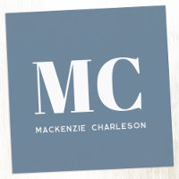 Modern Monogram Initials Name Dusty Blue Grey