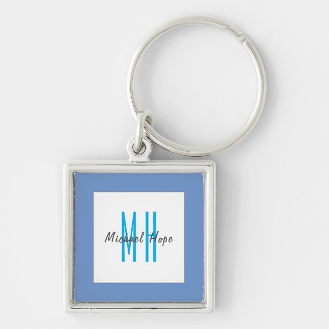 Modern Monogram Initials Professional Plain Simple Key Ring (Front)