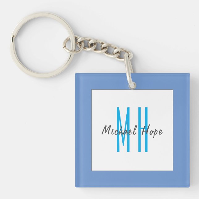 Modern Monogram Initials Professional Plain Simple Key Ring (Front)