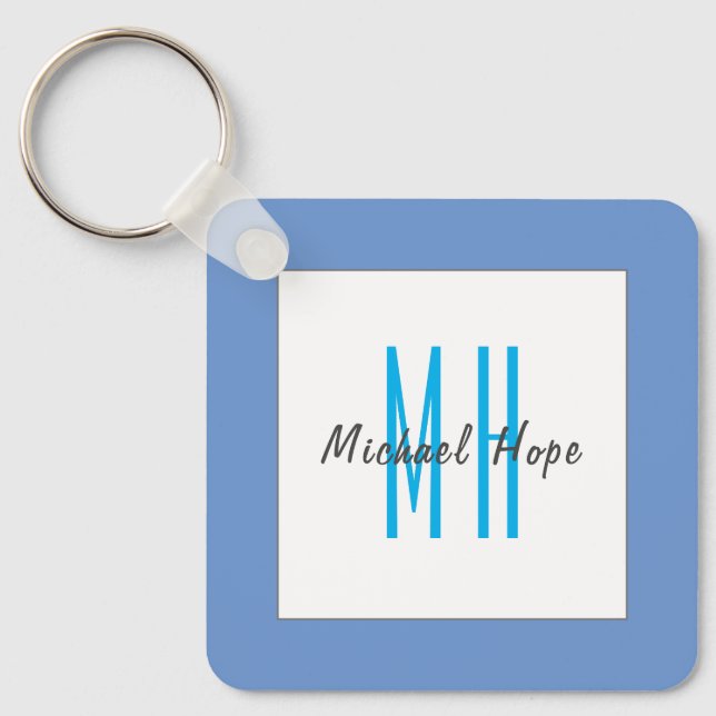 Modern Monogram Initials Professional Plain Simple Key Ring (Front)