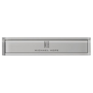 Modern Monogram Initials Professional Plain Simple Nameplate