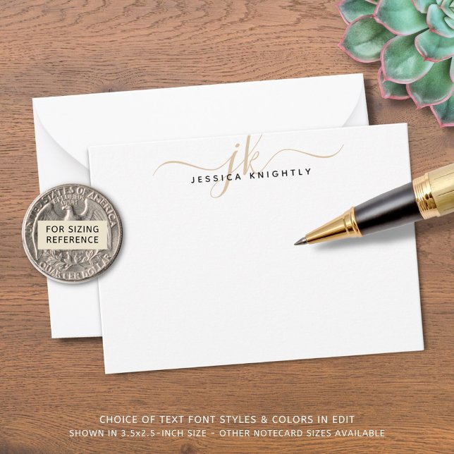 Modern Monogram Initials Script Chic Gold Minimal Card (Creator Uploaded)