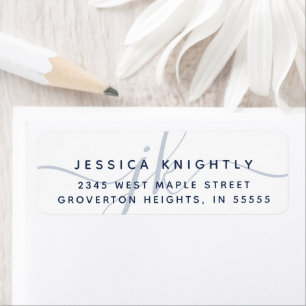 Modern Monogram Initials Script Navy Blue Minimal