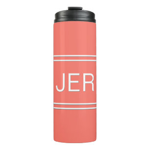 Modern Monogram Initials Sport Athletic Golf Coral Thermal Tumbler